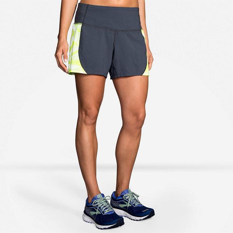 Brooks Nightlife 5 - Womens Running Shorts - Grey (76953LTNW)